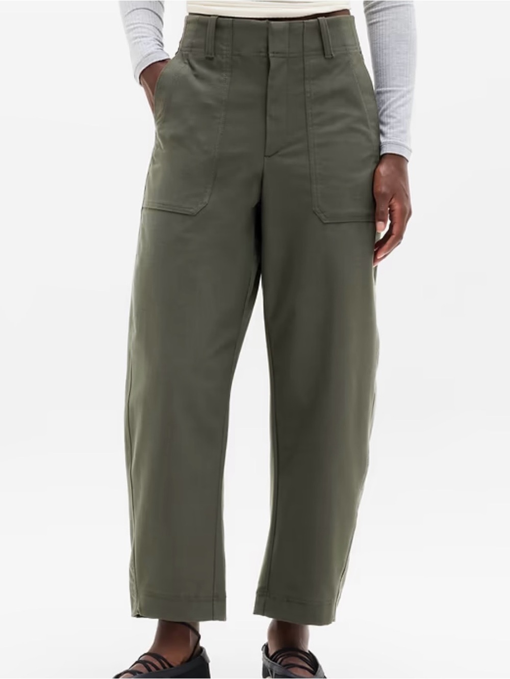 Athleta Skyline High Rise Barrel Leg Pants Jungle